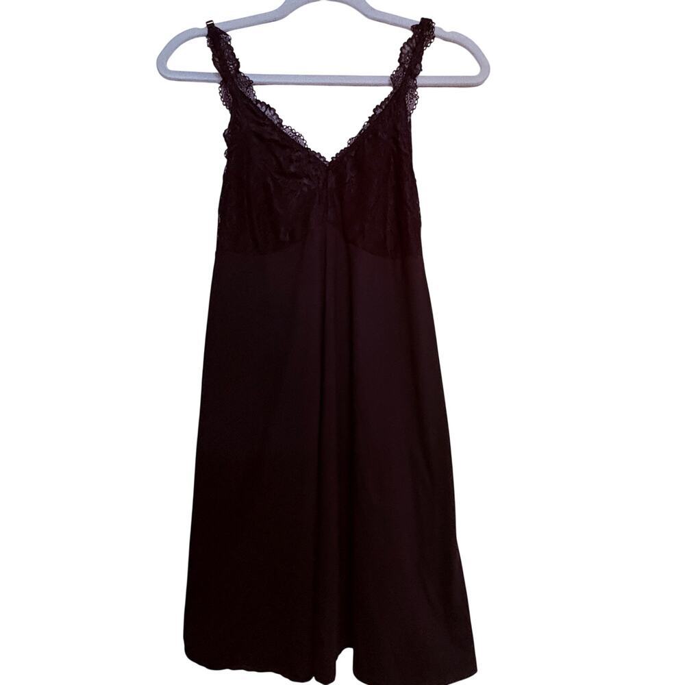 Flora Nikrooz Black Lace Chemise Nightgown Sleep Dress Womens Large L
